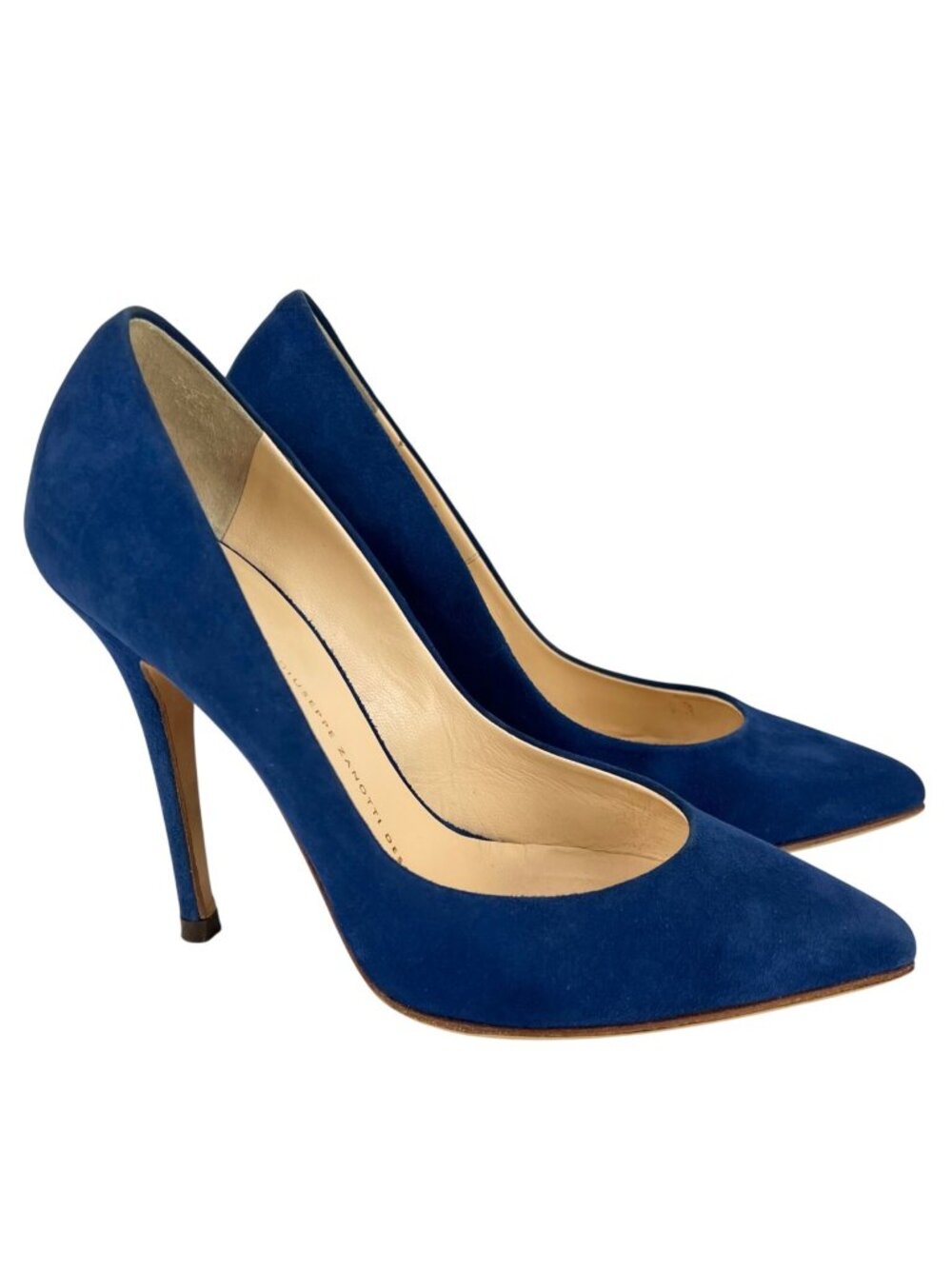 Giuseppe Zanotti Womens Blue Suede Pointed Toe Pumps Stiletto Heel size 38 US 8
